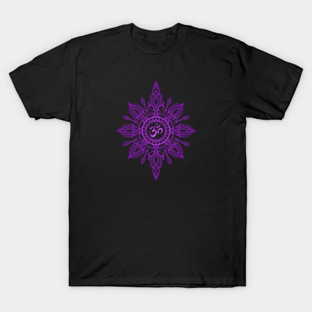 Intricate Purple Yoga Om Star T-Shirt by jeffbartels